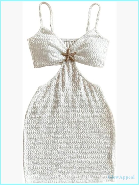 Dresses & Skirts - Women's Boho Knitted Cut Out Bodycon Backless Cami Mini Dress